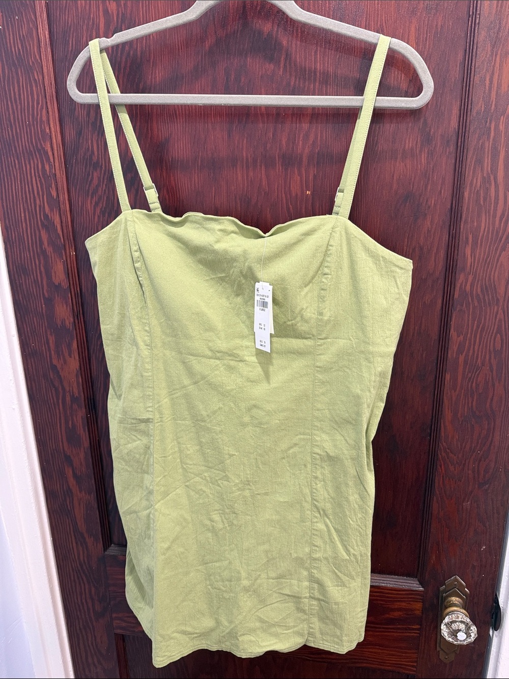 Abercrombie & Fitch Light Green Linen-Blend Spaghetti Strap Cami